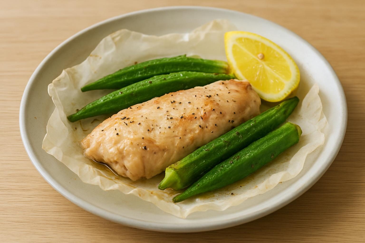 オクラと鶏むね肉のホイル焼き