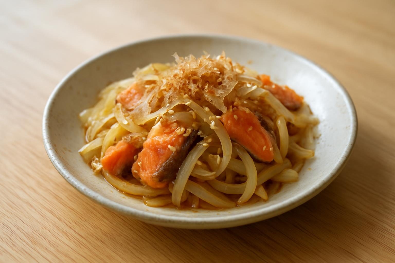 玉ねぎと鮭の和え物