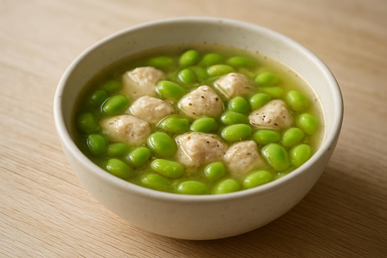 枝豆と鶏むね肉のスープ