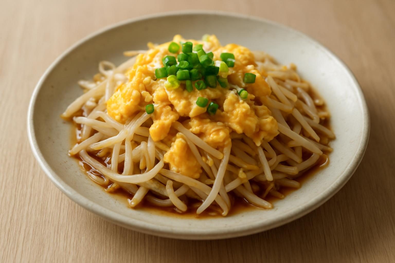 もやしと卵のレンジ蒸し