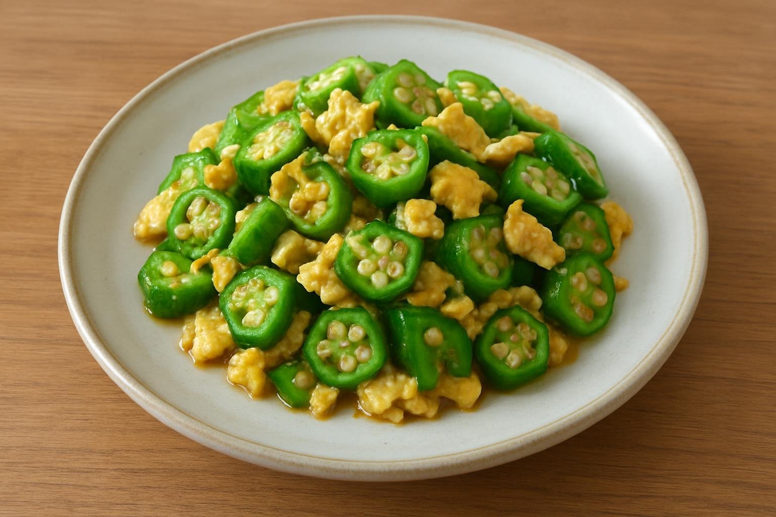 オクラと卵の炒め物