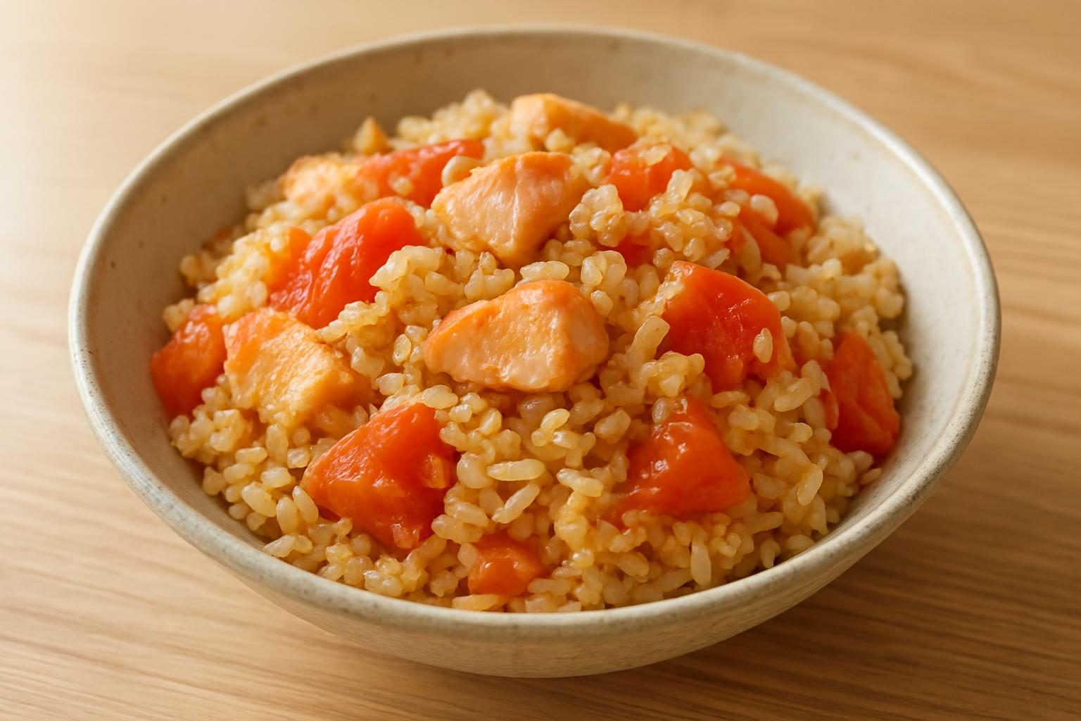 トマトと鮭の炊き込みご飯