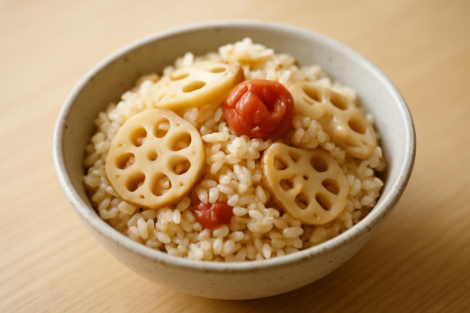 れんこんと梅干しの炊き込みご飯