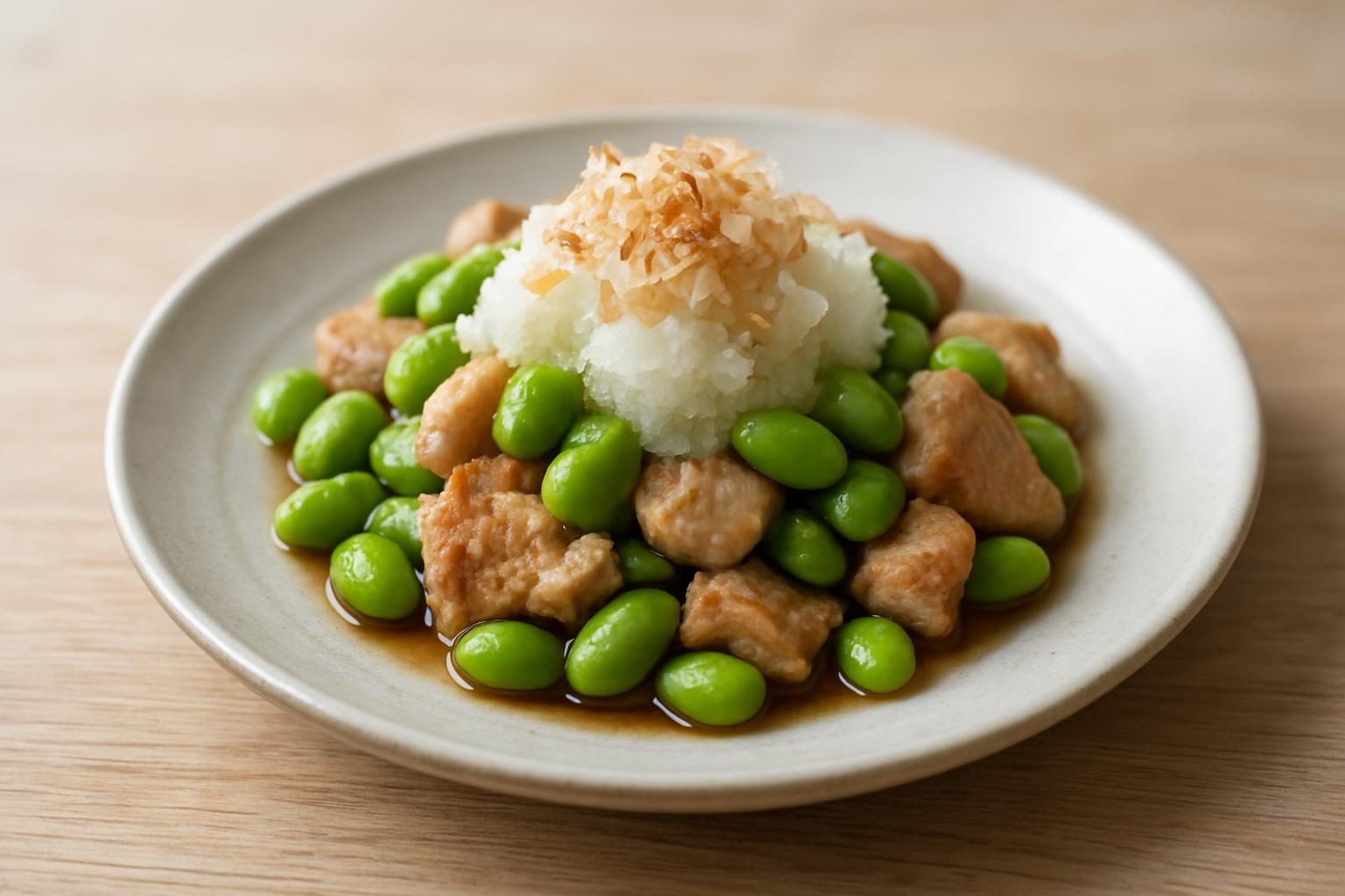 枝豆と豚ヒレのおろし和え