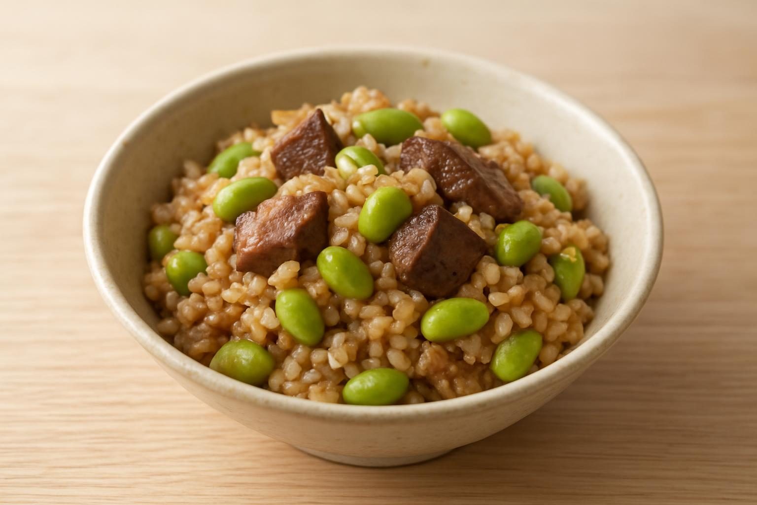枝豆と豚レバーの炊き込みご飯