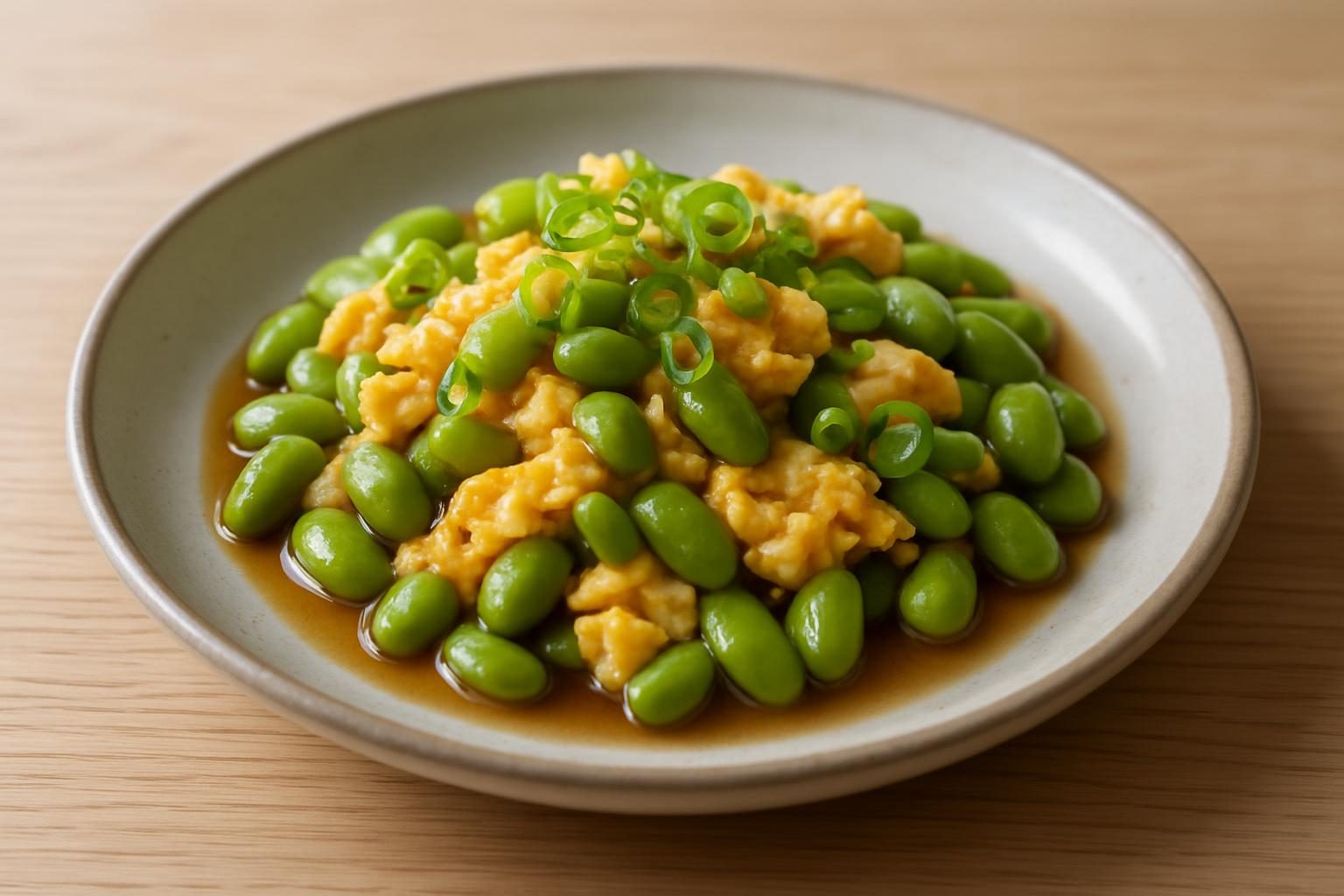 枝豆と卵の香味だれ