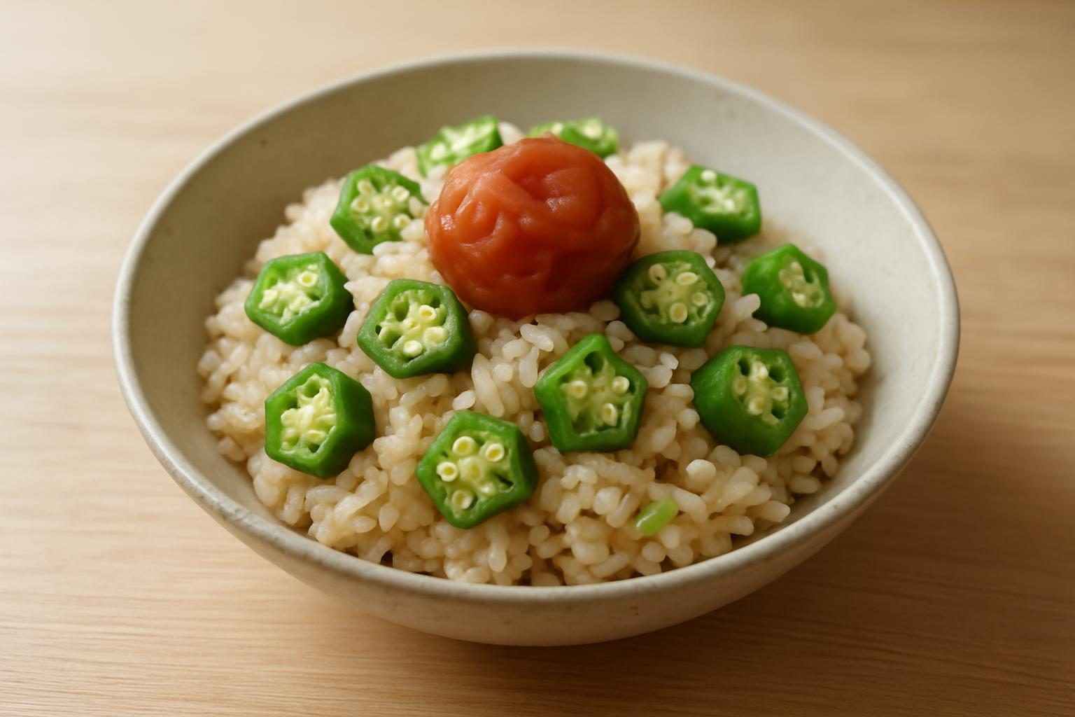 オクラと梅干しの炊き込みご飯