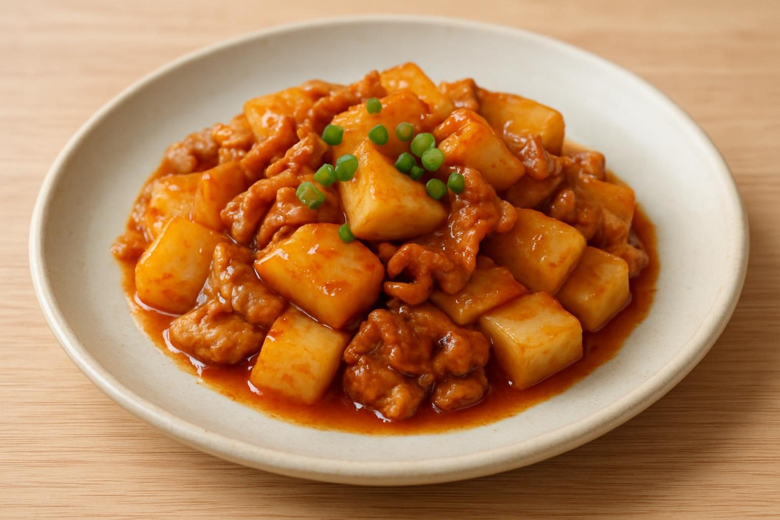 長芋と豚肉の甘酢炒め