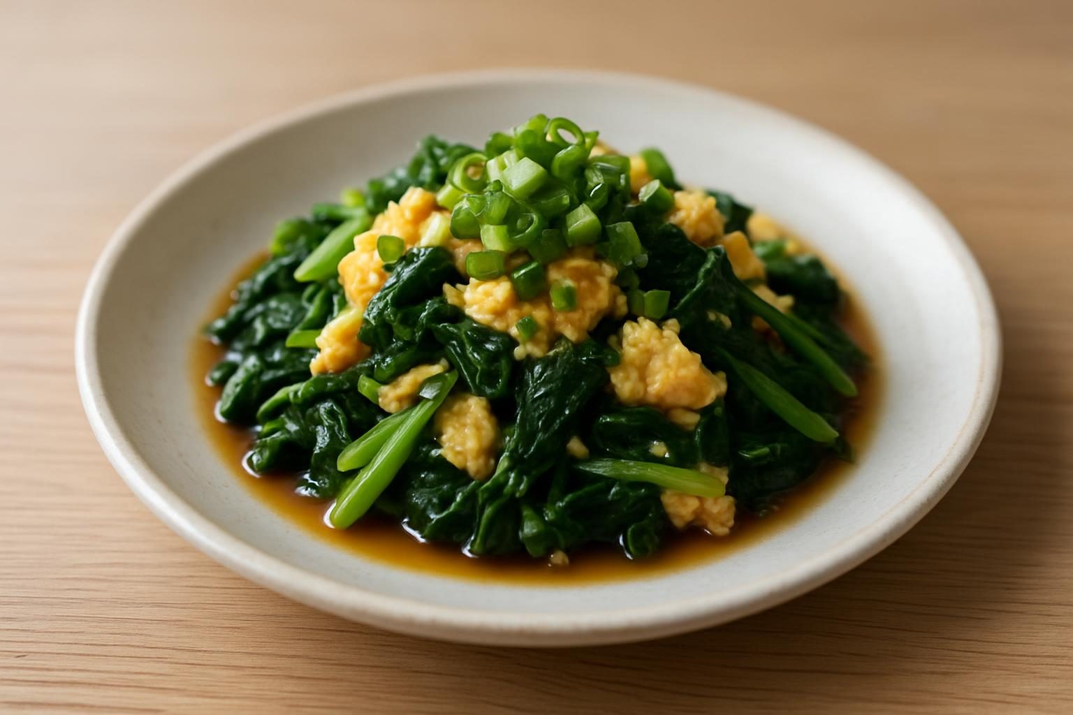 ほうれん草と卵の香味だれ